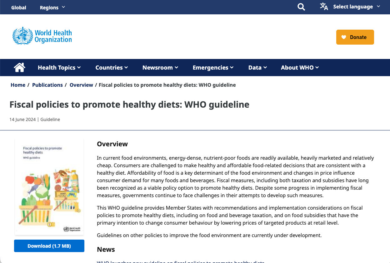 Fiscal policies to promote healthy diets