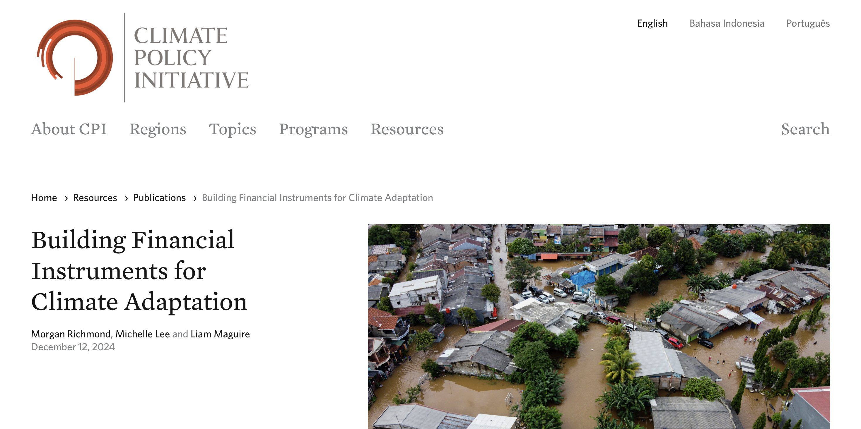 Building Financial Instruments for Climate Adaptation 