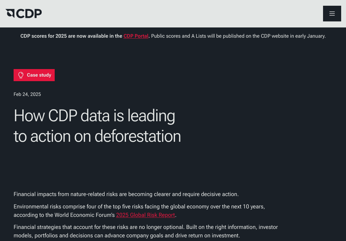 CDP data leading to action on deforestation