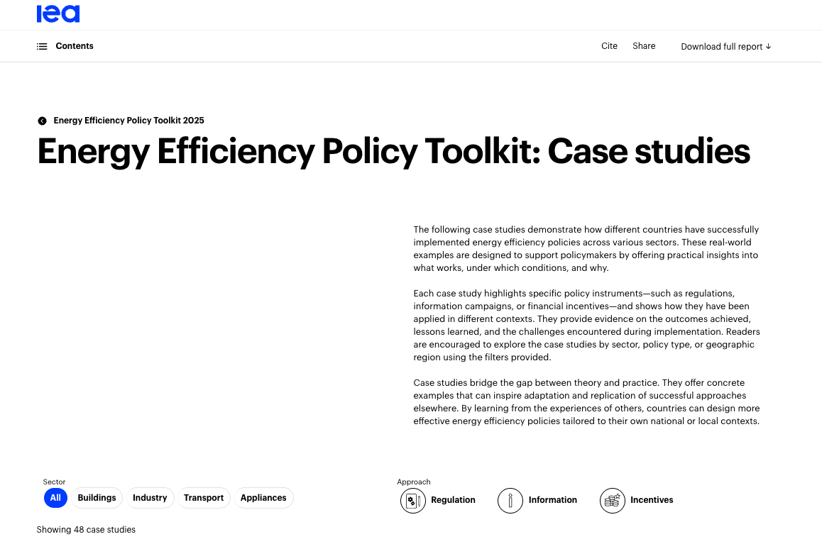 Energy Efficiency Policy Toolkit: Case studies